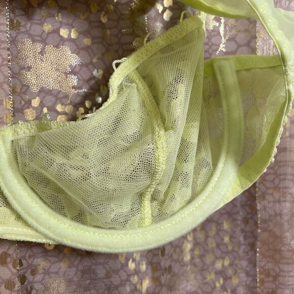 Maison Lejaby Miss Top Half Cup Bra Sunny Neon Yellow Green 32B NWOT - Picture 7 of 11